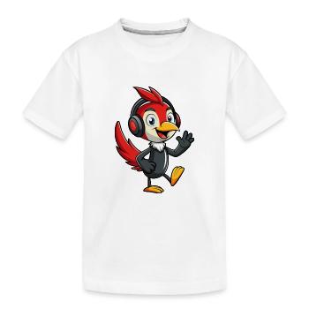 Woodpecker Lustige Zeichentrickfigur Kopfhörermusik - Kinder Premium Bio T-Shirt - Weiß - Vorne
