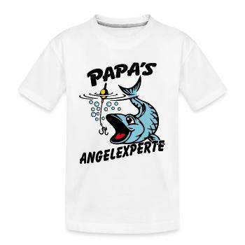 Papa's Angelexperte - Angeln mit Papa - Kinder Premium Bio T-Shirt - Weiß - Vorne