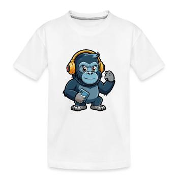 Gorilla Lustige Zeichentrickfigur Kopfhörer Musik - Kinder Premium Bio T-Shirt - Weiß - Vorne