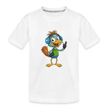Emu Lustige Zeichentrickfigur Kopfhörermusik - Kinder Premium Bio T-Shirt - Weiß - Vorne