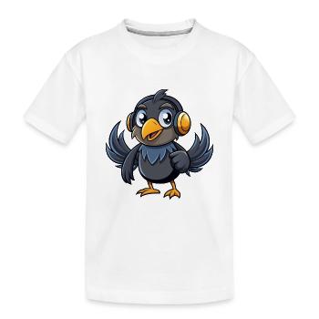 Krähe Lustige Zeichentrickfigur Kopfhörer Musik - Kinder Premium Bio T-Shirt - Weiß - Vorne