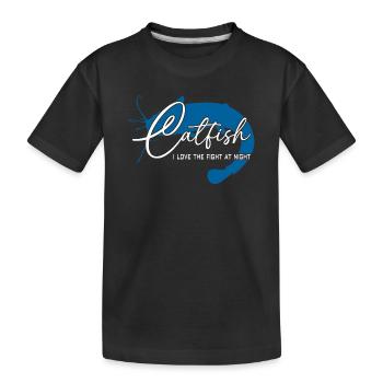 Wels Waller angeln Sportfischen Flussmonster - Kinder Premium Bio T-Shirt - Schwarz - Vorne