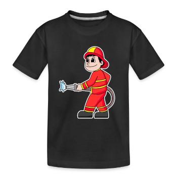 Feuerwehrmann - Kinder Premium Bio T-Shirt - Schwarz - Vorne