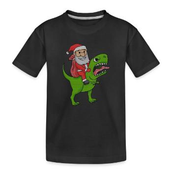 Weihnachten Dinosaurier Ugly Christmas Effekt - Kinder Premium Bio T-Shirt - Schwarz - Vorne