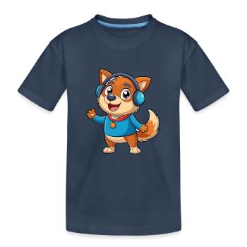 Hund Lustige Zeichentrickfigur Kopfhörer Musik - Kinder Premium Bio T-Shirt - Navy - Vorne