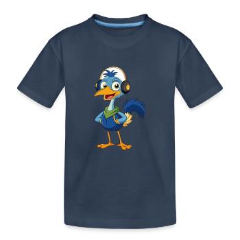 Emu Lustige Zeichentrickfigur Kopfhörermusik - Kinder Premium Bio T-Shirt - Navy - Vorne