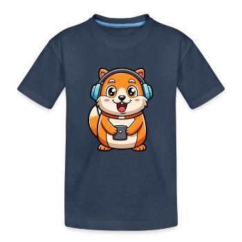 Hamster Lustige Zeichentrickfigur Kopfhörer Musik - Kinder Premium Bio T-Shirt - Navy - Vorne