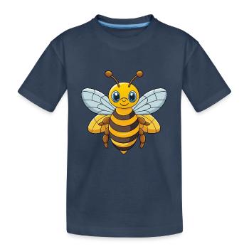 Biene Niedliche Maskottchen Zeichentrickfigur Kawaii - Kinder Premium Bio T-Shirt - Navy - Vorne
