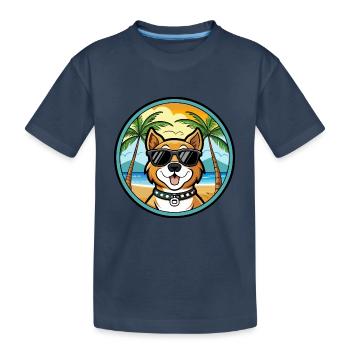 Cao De Castro Laboreiro Hunderasse Cartoon Strand - Kinder Premium Bio T-Shirt - Navy - Vorne