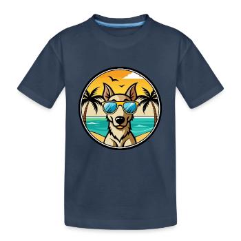 Lurcher Hund Rasse Cartoon Sonnenbrille Strand - Kinder Premium Bio T-Shirt - Navy - Vorne