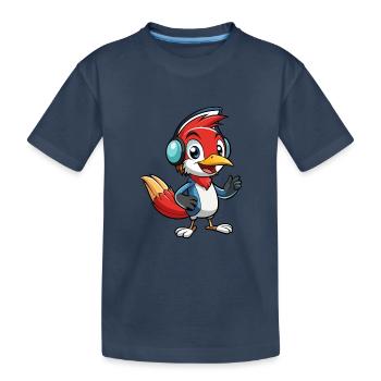 Woodpecker Lustige Zeichentrickfigur Kopfhörermusik - Kinder Premium Bio T-Shirt - Navy - Vorne