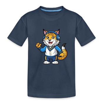 Luchs Lustige Zeichentrickfigur Kopfhörermusik - Kinder Premium Bio T-Shirt - Navy - Vorne