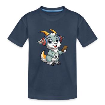 Ziege Lustige Zeichentrickfigur Kopfhörer Musik - Kinder Premium Bio T-Shirt - Navy - Vorne
