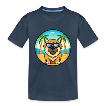 Tibetische Dogge Hunderasse Cartoon Sonnenbrille Strand - Kinder Premium Bio T-Shirt - Navy - Vorne