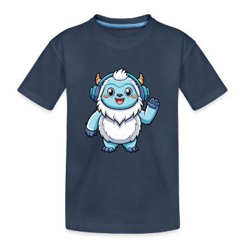 Yeti Lustige Zeichentrickfigur Kopfhörer Musik - Kinder Premium Bio T-Shirt - Navy - Vorne