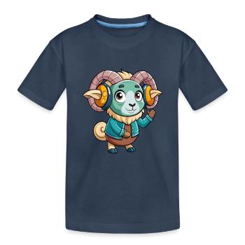 Ram Lustige Zeichentrickfigur Kopfhörer Musik - Kinder Premium Bio T-Shirt - Navy - Vorne