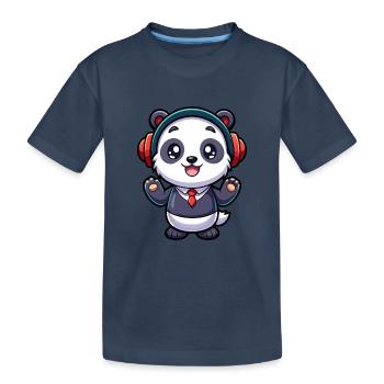 Panda Lustige Zeichentrickfigur Kopfhörer Musik - Kinder Premium Bio T-Shirt - Navy - Vorne