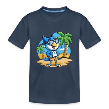 Blue Jay Lustige Cartoon Sommer Strand Sonnenbrille - Kinder Premium Bio T-Shirt - Navy - Vorne