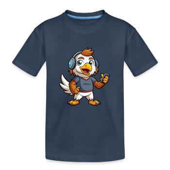 Adler Lustige Zeichentrickfigur Kopfhörer Musik - Kinder Premium Bio T-Shirt - Navy - Vorne