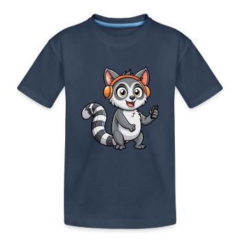 Lemur Lustige Zeichentrickfigur Kopfhörer Musik - Kinder Premium Bio T-Shirt - Navy - Vorne