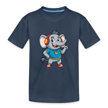 Elefant Lustige Zeichentrickfigur Kopfhörer Musik - Kinder Premium Bio T-Shirt - Navy - Vorne