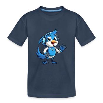 Blue Jay Lustige Cartoon Figur Kopfhörer Musik - Kinder Premium Bio T-Shirt - Navy - Vorne