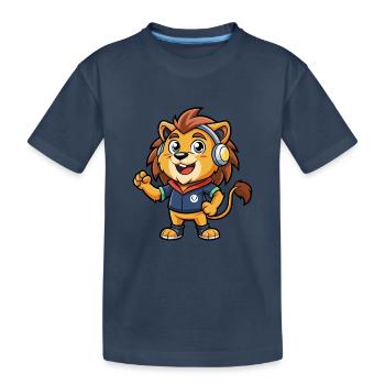 Löwe Lustige Zeichentrickfigur Kopfhörer Musik - Kinder Premium Bio T-Shirt - Navy - Vorne