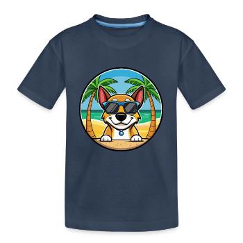 Serbischer dreifarbiger Laufhund Rasse Cartoon Strand - Kinder Premium Bio T-Shirt - Navy - Vorne