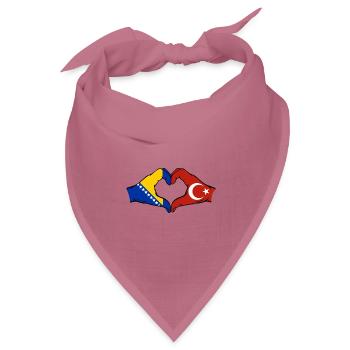 Bosnien Türkei Flagge Hände Herzform - Bandana Dreieckstuch - Mauve - Vorne