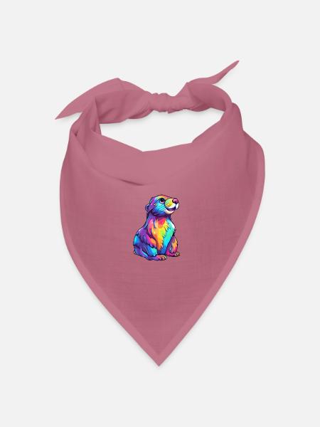 Otter buntes Aquarell Karikatur Kawaii Tier - Bandana Dreieckstuch - Mauve