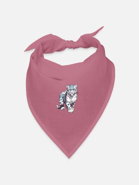 Schneeleopard Bunte Aquarell-Karikatur Kawaii An - Bandana Dreieckstuch - Mauve