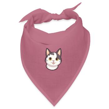 Japanisch Bobtail Katze Karikatur Aquarell Clipart - Bandana Dreieckstuch - Mauve - Vorne