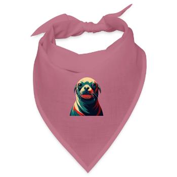 Robbe Cartoon Figur Buntes Haustier Tier - Bandana Dreieckstuch - Mauve - Vorne
