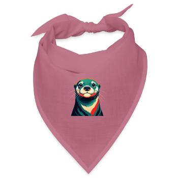 Otter Zeichentrickfigur Buntes Haustier Tier - Bandana Dreieckstuch - Mauve - Vorne