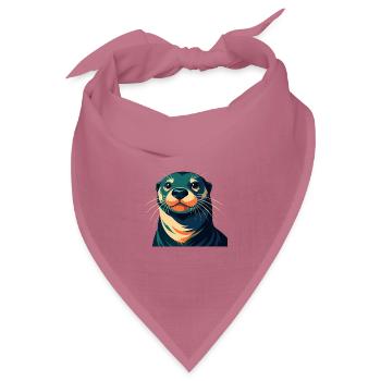 Otter Cartoon Figur Buntes Haustier Tier - Bandana Dreieckstuch - Mauve - Vorne