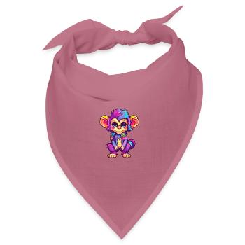 Affe buntes Aquarell Cartoon Kawaii Tier - Bandana Dreieckstuch - Mauve - Vorne