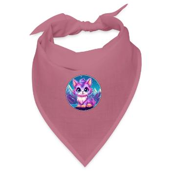 Pixie Cat Bunte Karikatur Aquarell Illustration - Bandana Dreieckstuch - Mauve - Vorne