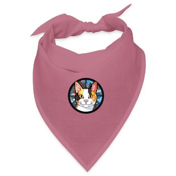 Japanische Bobtail-Katze Bunte Aquarell-Karikatur - Bandana Dreieckstuch - Mauve - Vorne