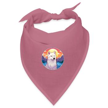 Arktischer Wolf Bunte Aquarell-Karikatur Kawaii Haustier - Bandana Dreieckstuch - Mauve - Vorne