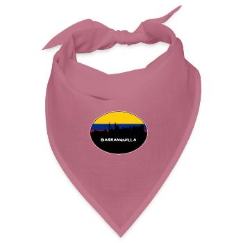 Barranquilla Kolumbien Flagge Skyline Silhouette Trav - Bandana Dreieckstuch - Mauve - Vorne