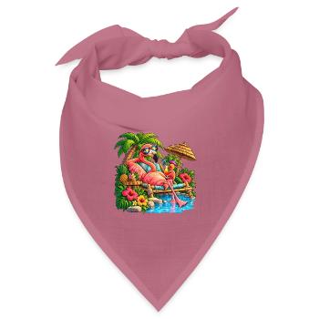 Flamingo im Tropenparadies – Sommer Relax - Bandana Dreieckstuch - Mauve - Vorne