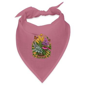 Wiesenkranz: Blumen, Schmetterlinge - Bandana Dreieckstuch - Mauve - Vorne