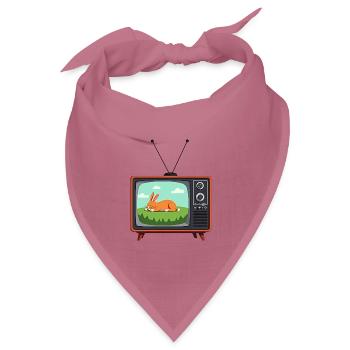 Retro Fernseher mit schlafendem Hasen - Bandana Dreieckstuch - Mauve - Vorne