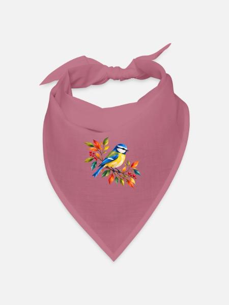Blaumeise im bunten Herbst - Bandana Dreieckstuch - Mauve