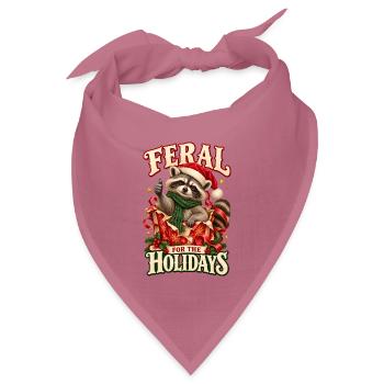 Feral For The Holidays Waschbär Weihnachten Humor - Bandana Dreieckstuch - Mauve - Vorne