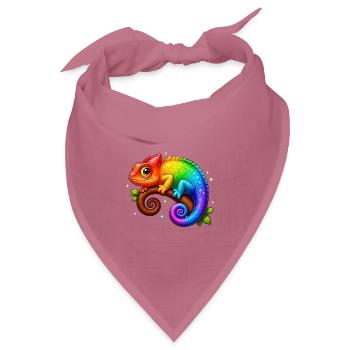Kawaii Chamäleon Regenbogen Bunt T-Shirt - Bandana Dreieckstuch - Mauve - Vorne