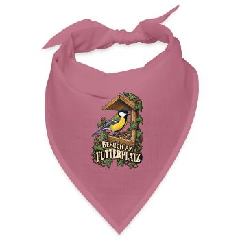 Kohlmeise - Besuch am Futterplatz Vogel - Bandana Dreieckstuch - Mauve - Vorne