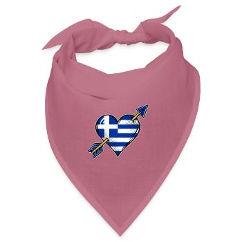 Griechenland Flagge Herz mit Pfeil - Bandana Dreieckstuch - Mauve - Vorne