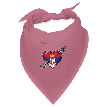 Serbien Flagge Herz mit Pfeil used look - Bandana Dreieckstuch - Mauve - Vorne