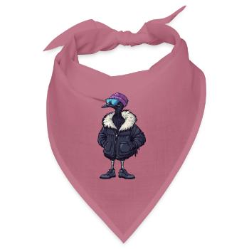 Rabe mit Winterjacke und Sonnenbrille - Bandana Dreieckstuch - Mauve - Vorne